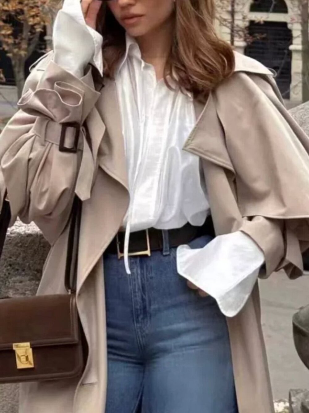 Helsa The Poet Blouse Oversized Sheer Hot Nerd White Quiet Lux Minimalist